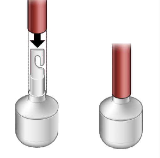 illustration demonstrating the cane tip hook attachment